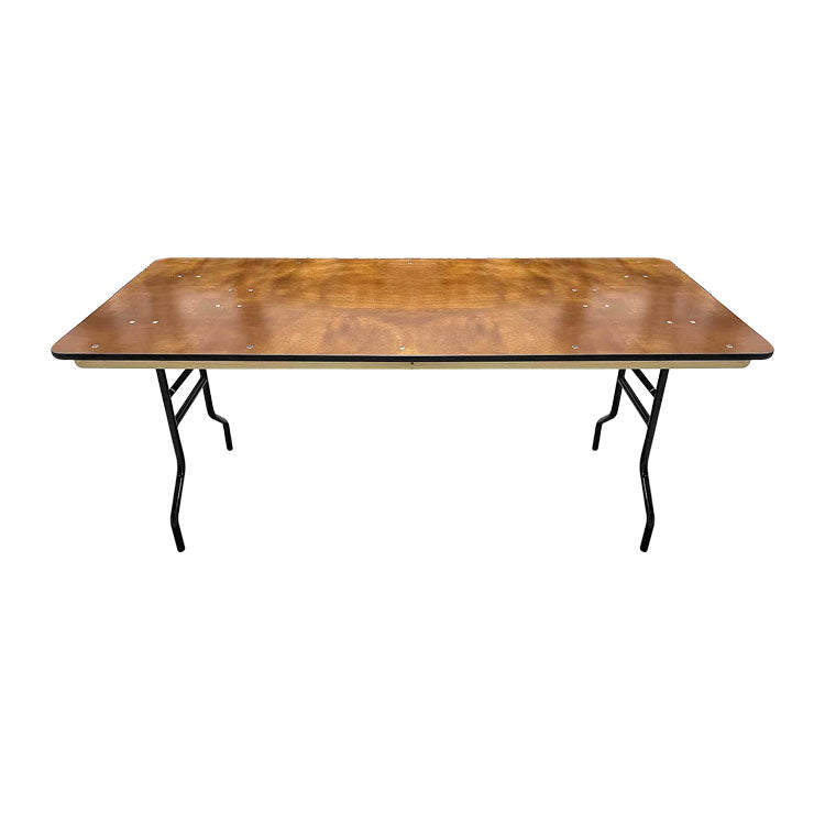 Wooden banquet table with black folding legs 18'' x 72''