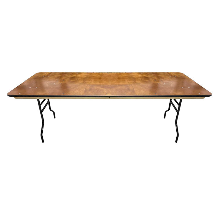 Table de banquet avec dessus en bois et pattes pliantes en métal 30'' x 72''