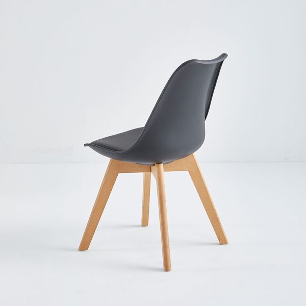 black modern restaurant plastic chair with natural wood legs