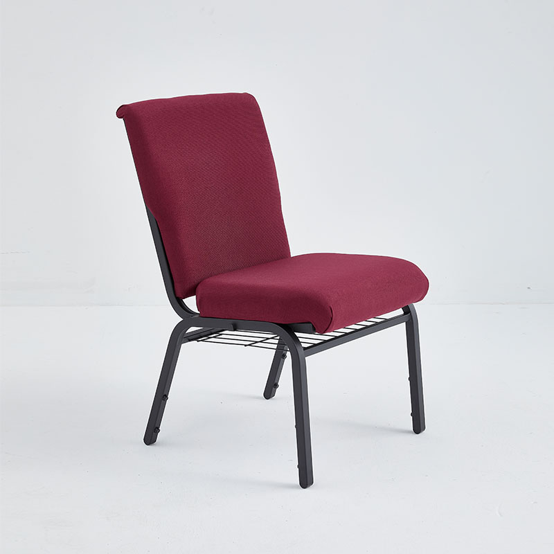 burgundy stacking congregation chair with pocket and bookrack