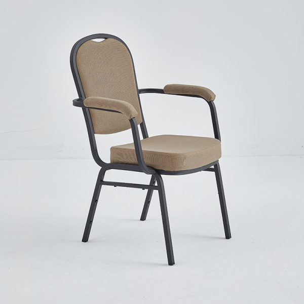 Banquet chair with arms upholstered with kaki fabric