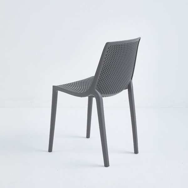 Gray polypropylene plastic restaurant or patio chair