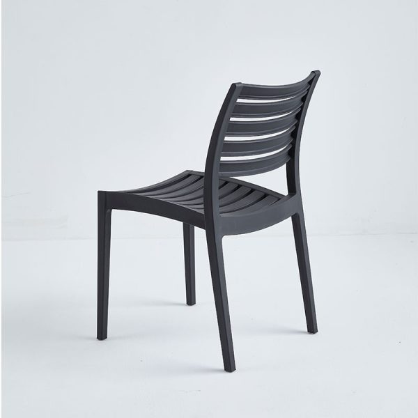 Black polypropylene plastic restaurant or patio chair